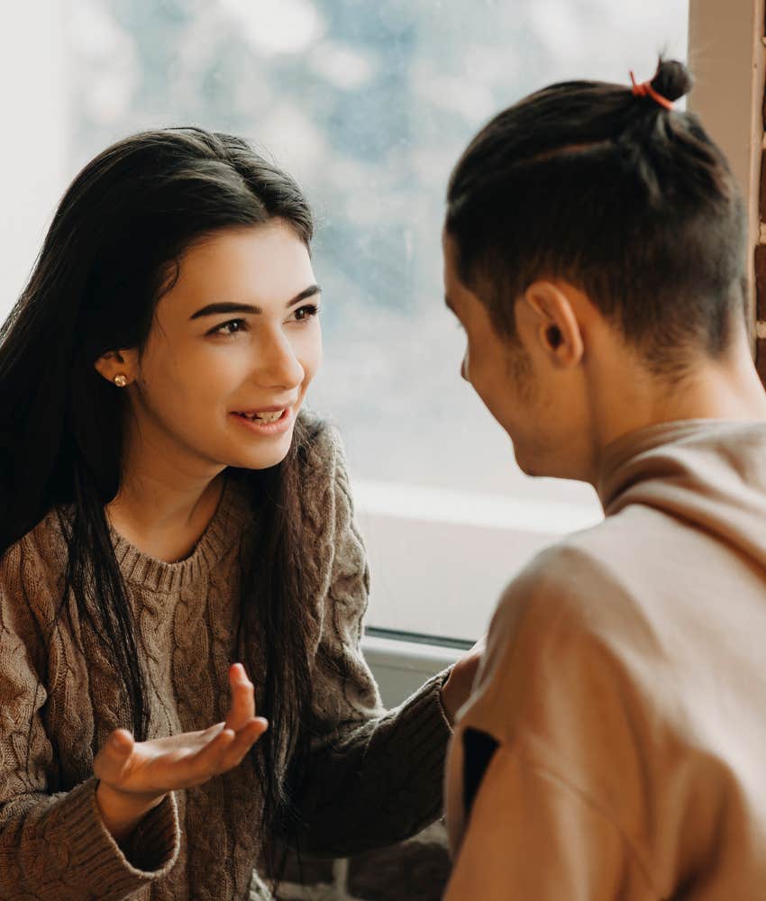 Woman has conversation about family and friends
