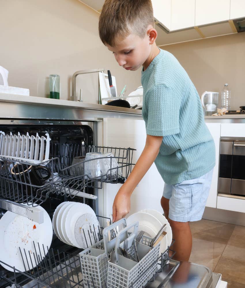 little boy learning he is in the driver's seat of his life by helping with chores 