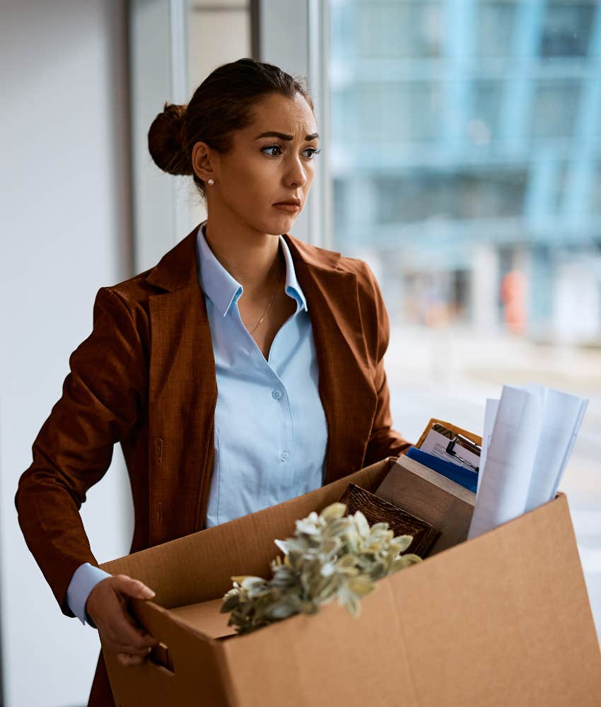 woman leaving job after being laid off