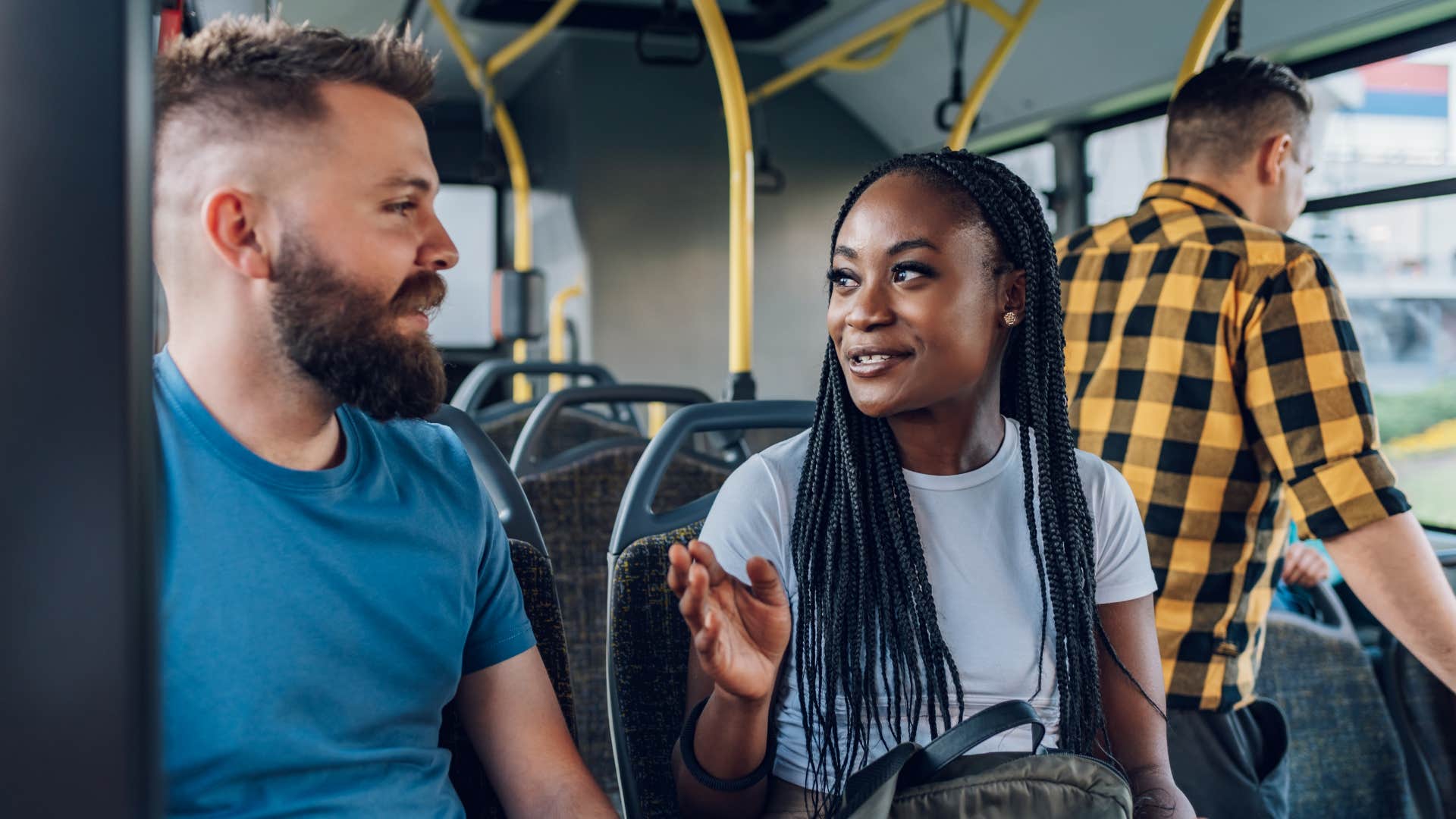 Strong woman explains healthy relationships to man