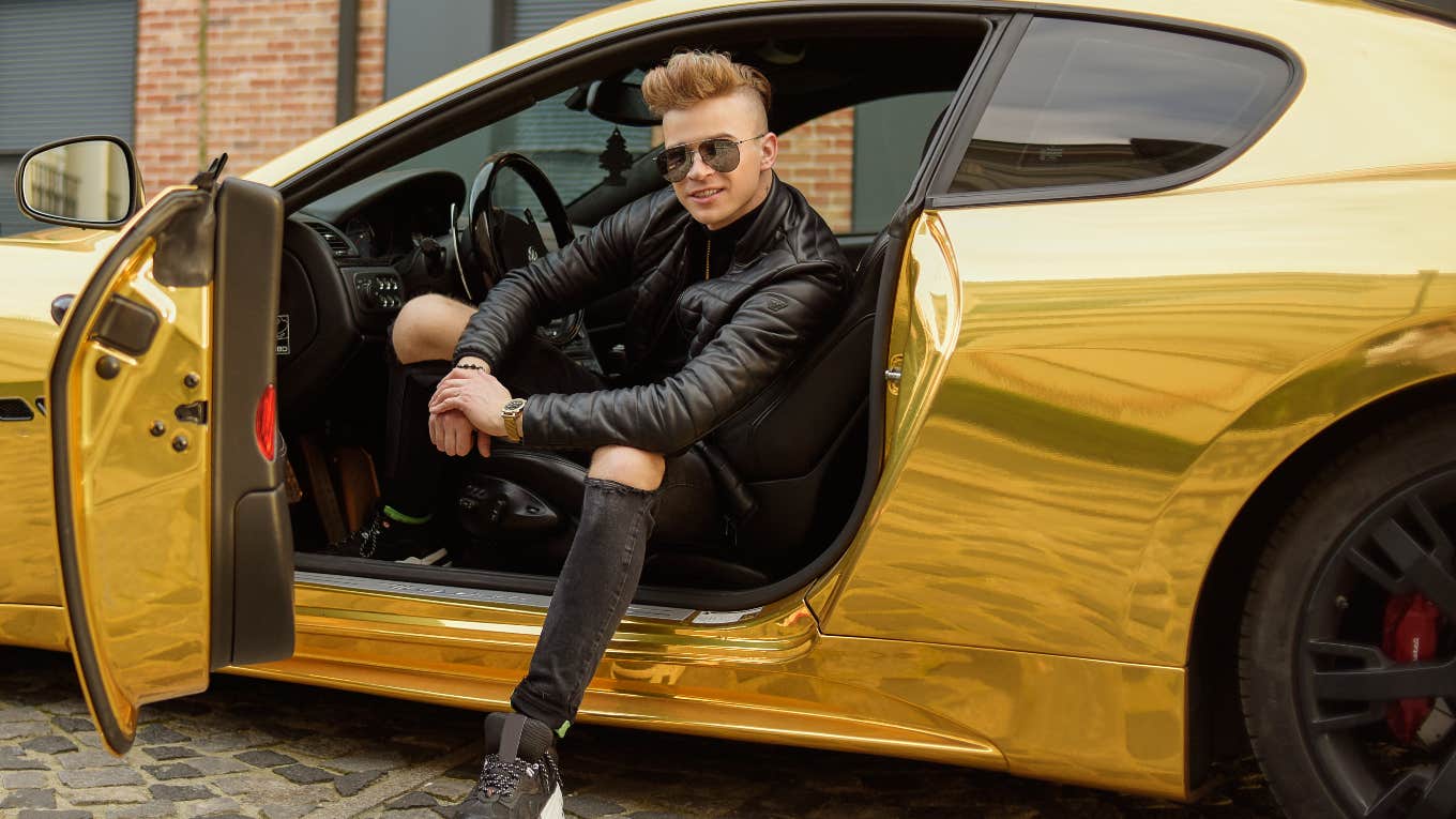 trust fund kid in an expensive car