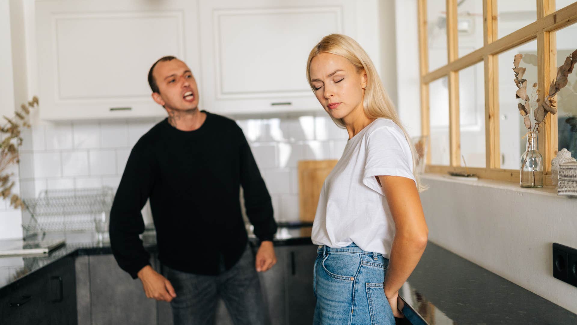 man angry that he didnt get a rise taking it out on his wife