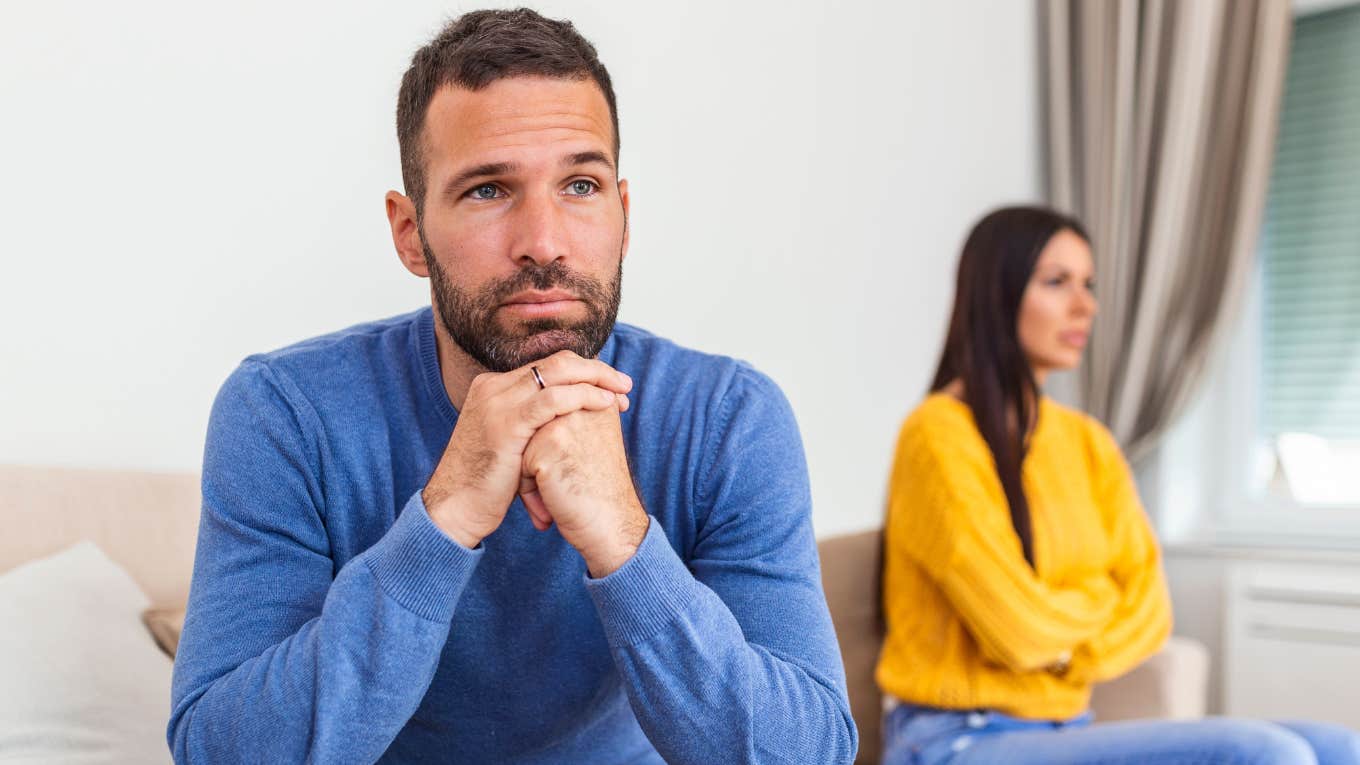 man ashamed of his marriage avoiding his wife