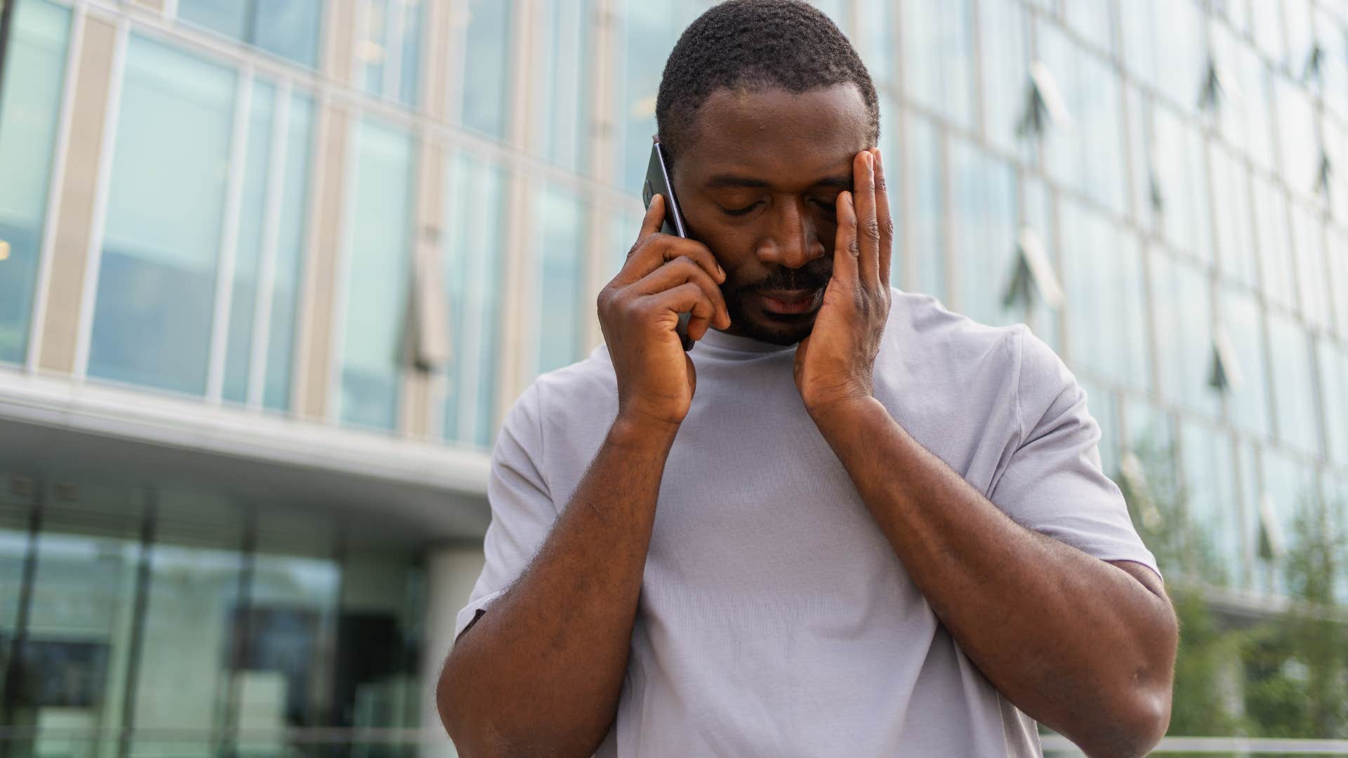 man with commitment issues talking on the phone