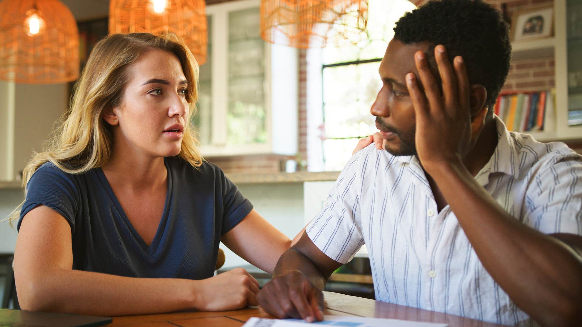 Man saying "we have a routine that works" to his wife.
