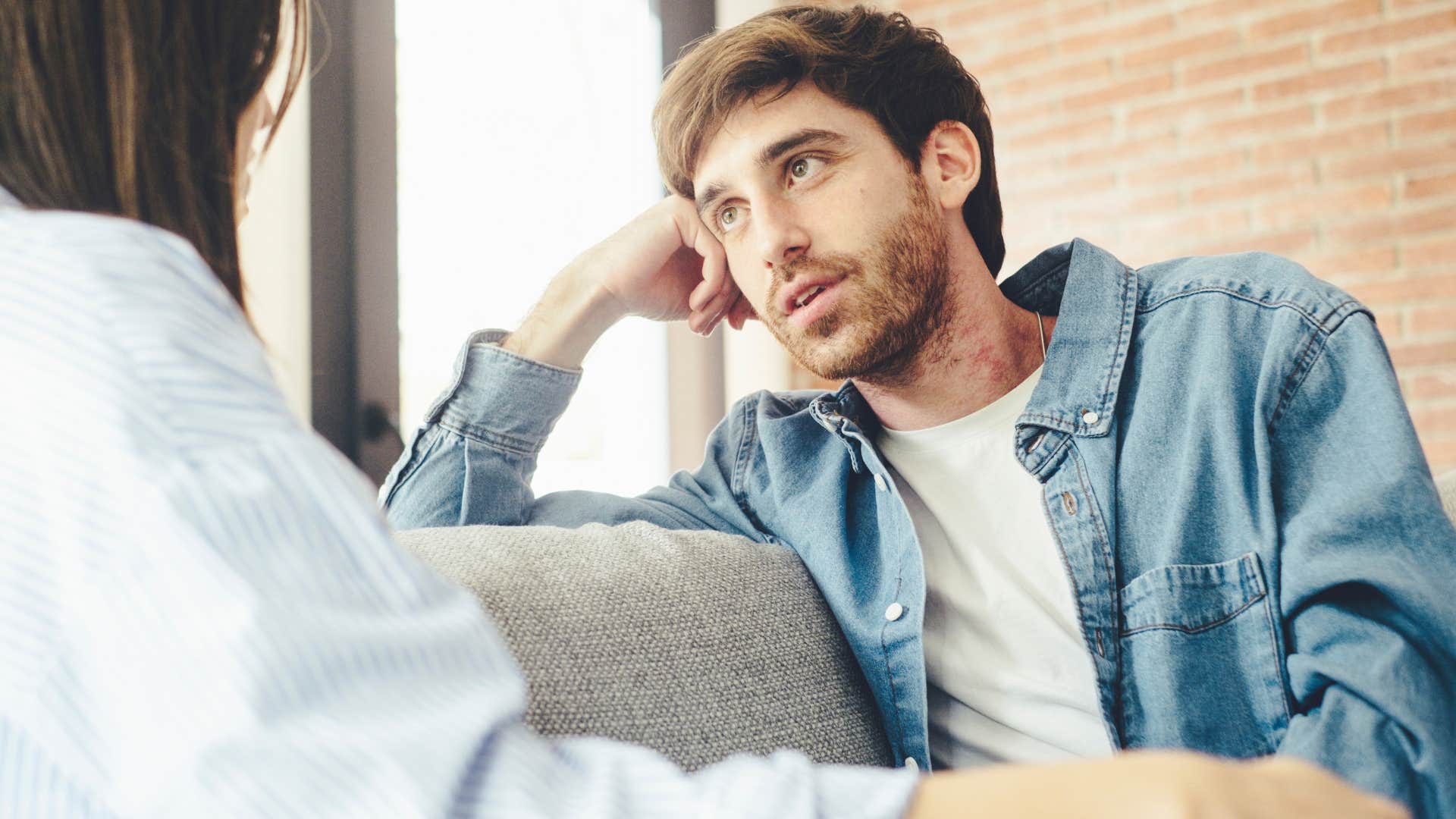 Man saying "we're better co-parents than a couple" to his wife.