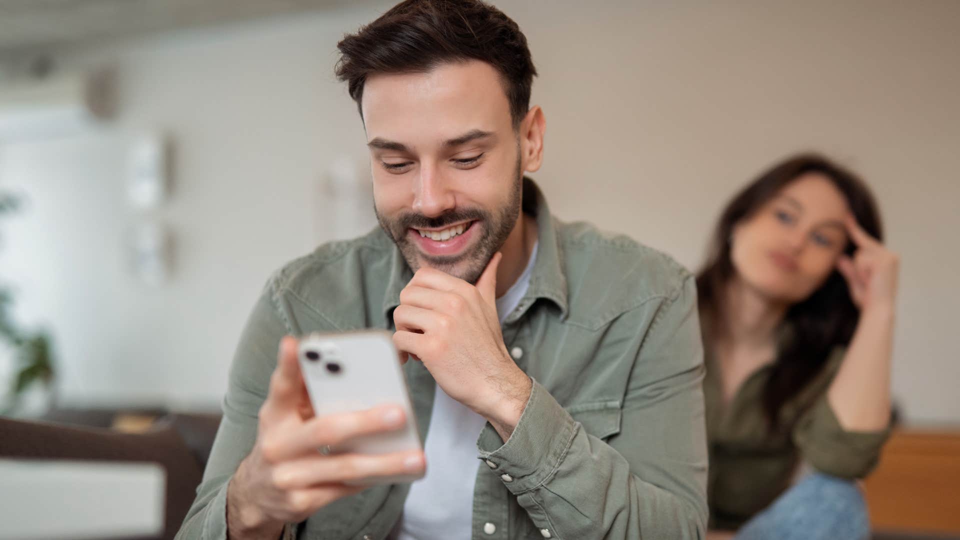 man who's not an active listener ignoring his partner