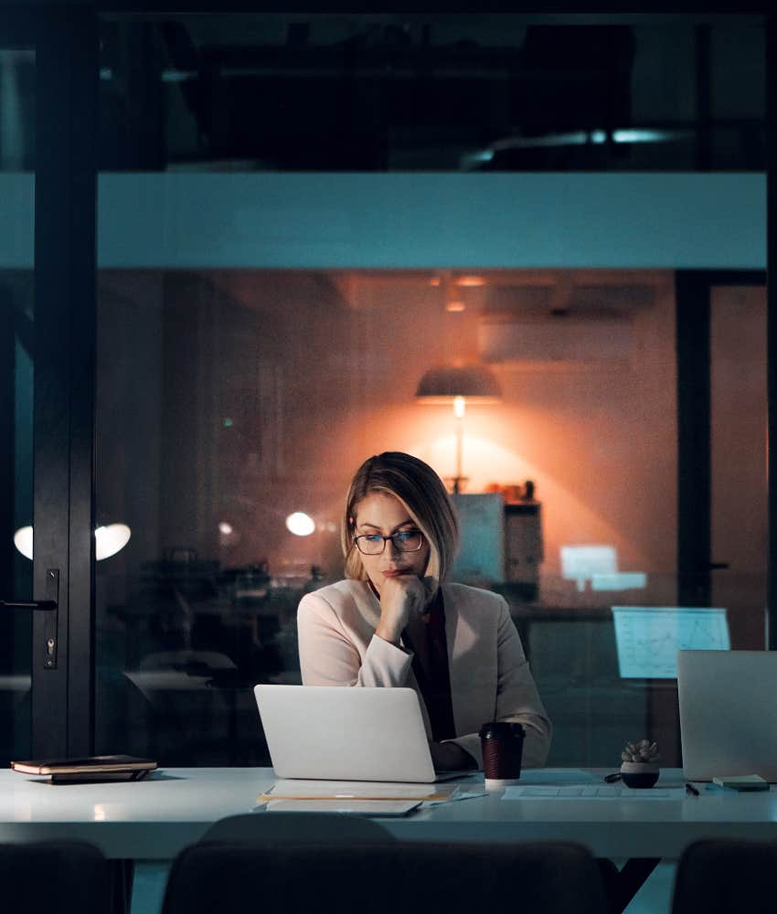 woman working overtime without pay