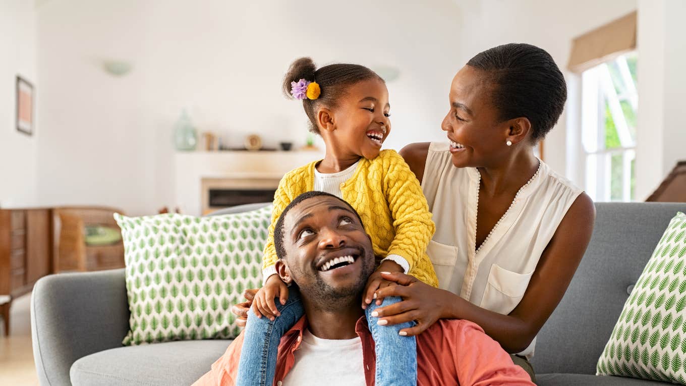 happy parents with one child