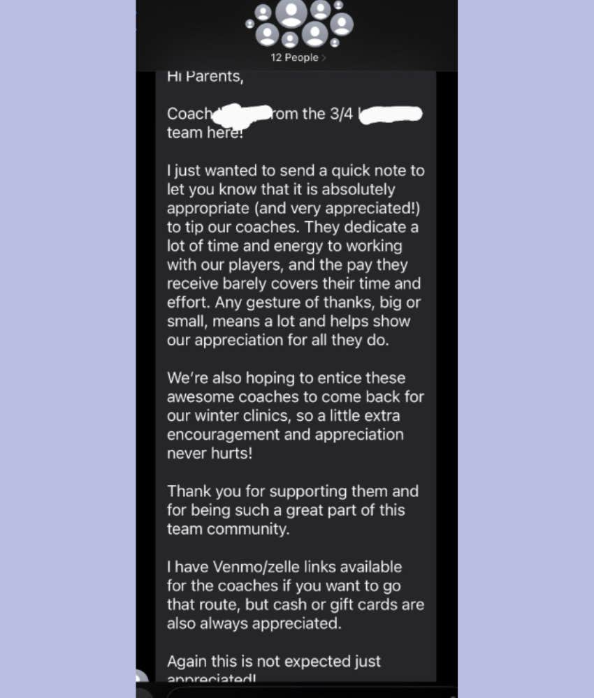 Parents Furious After Being Asked To Tip Their Kids' Soccer Coaches Reddit