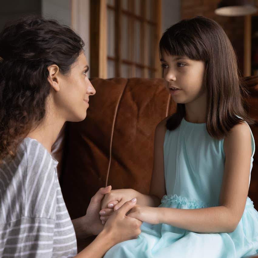 Mom telling her daughter to 'be careful'