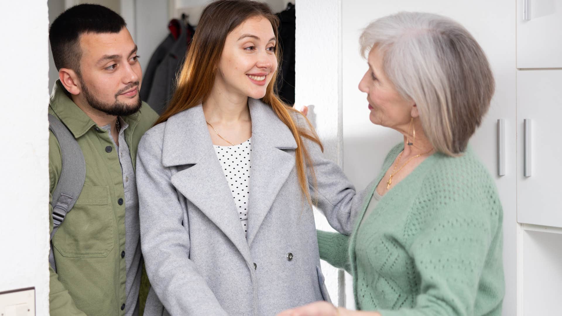woman bringing partner with her to visit parents