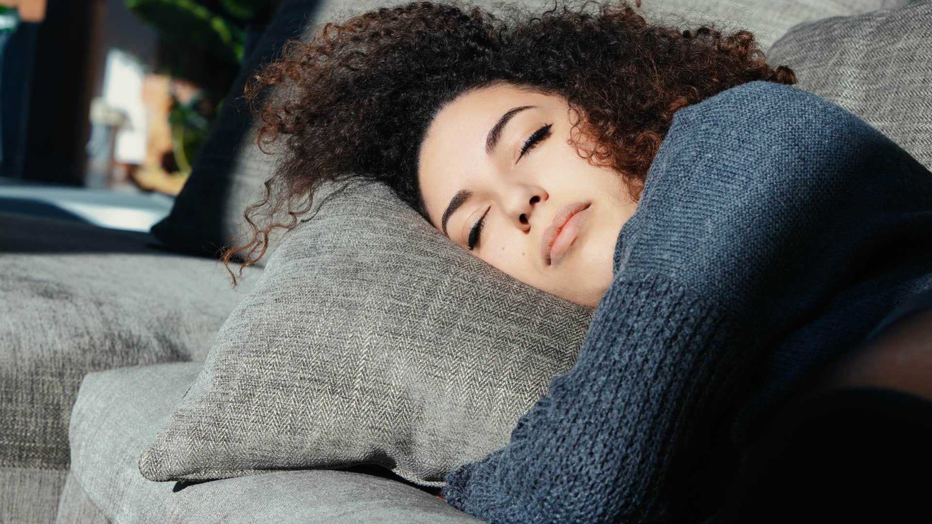 woman decompressing after visiting parents