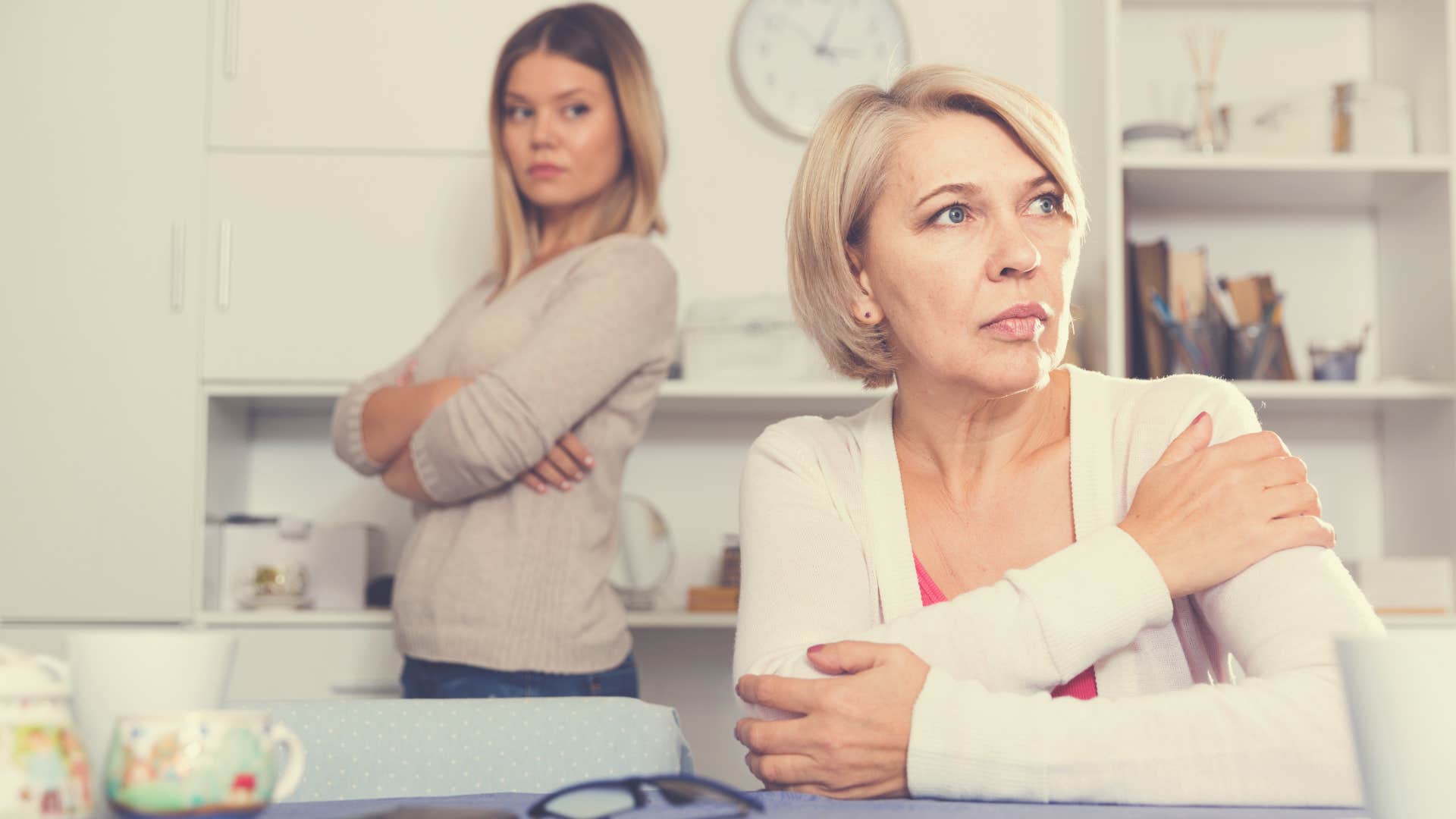 woman who can't relax around her parent because of extended helicopter parenting