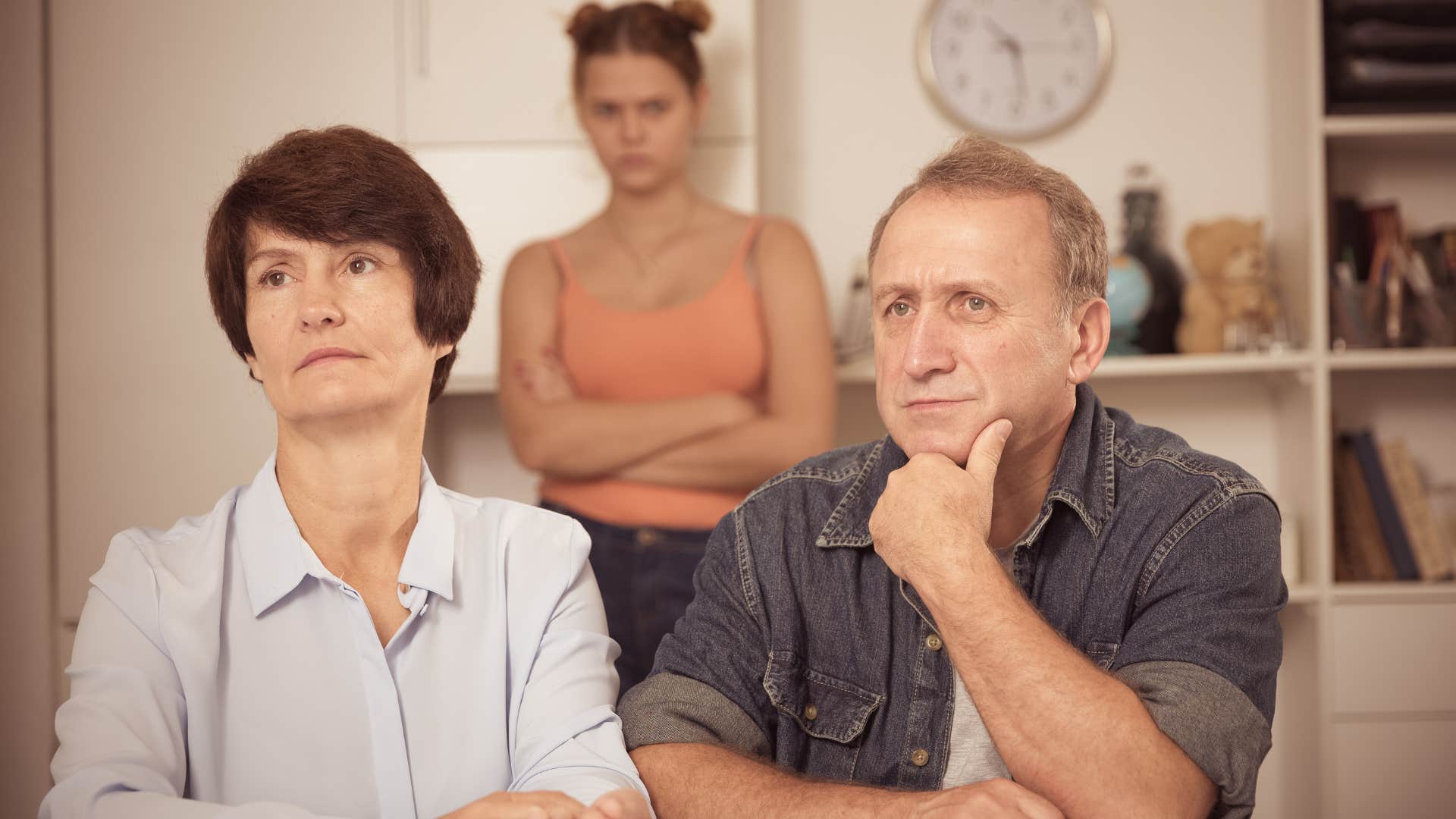 woman who can't relax around her parents because of generational gap