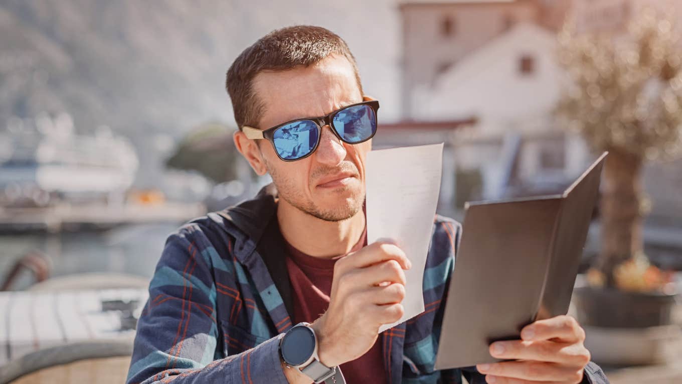 man confused about tip on restaurant bill