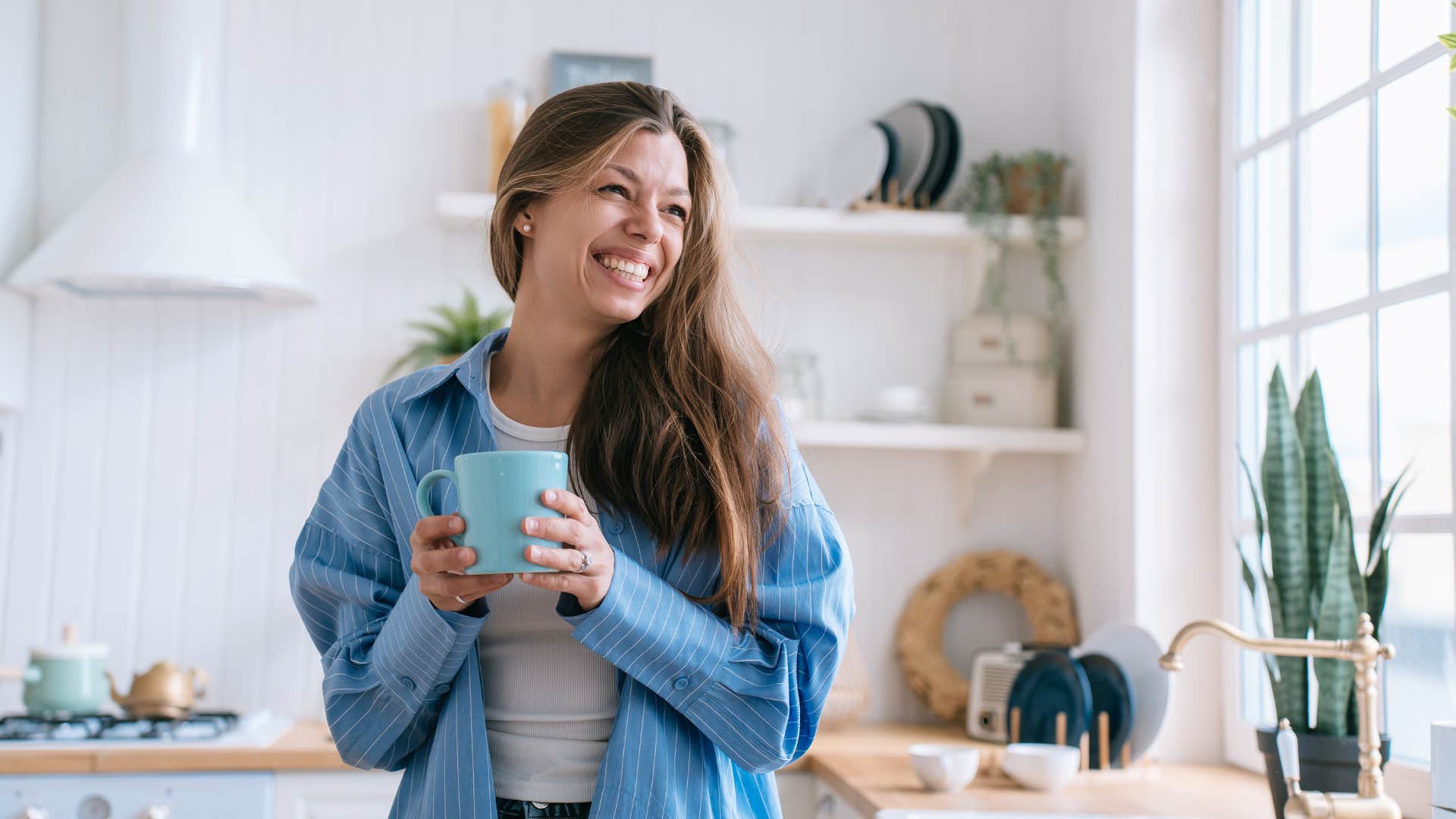 woman drinking soothing teas