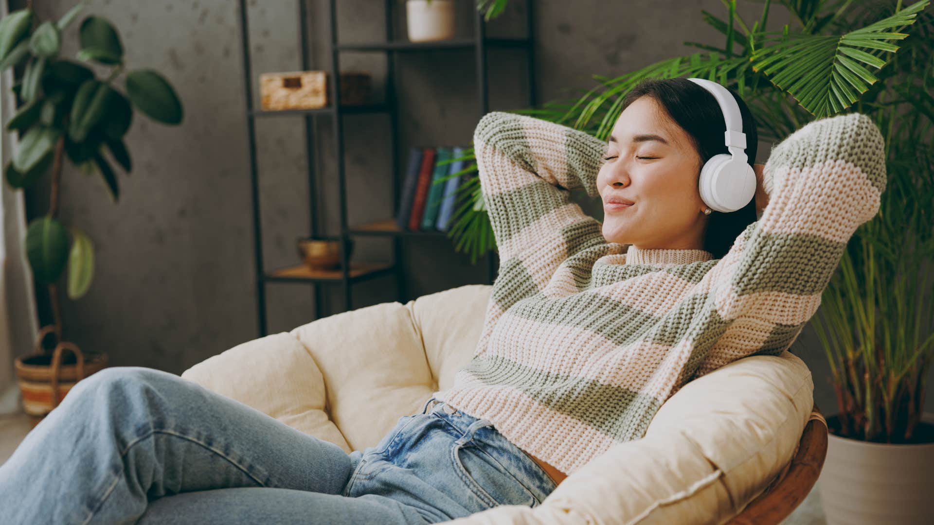 woman with low self-awareness reclining in chair