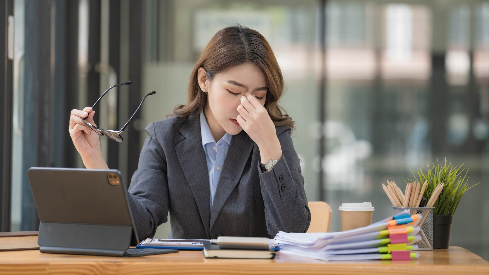 perfectionist woman stressed at work