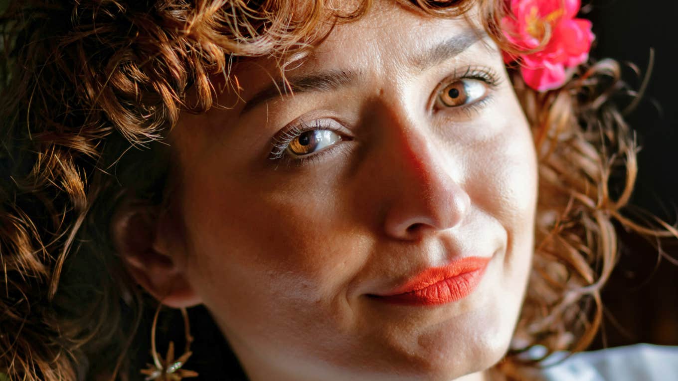 Woman is being slowly dumped.