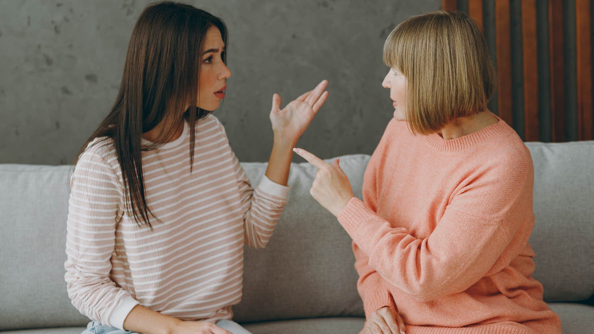 woman telling nosy mom I don't want to talk about it