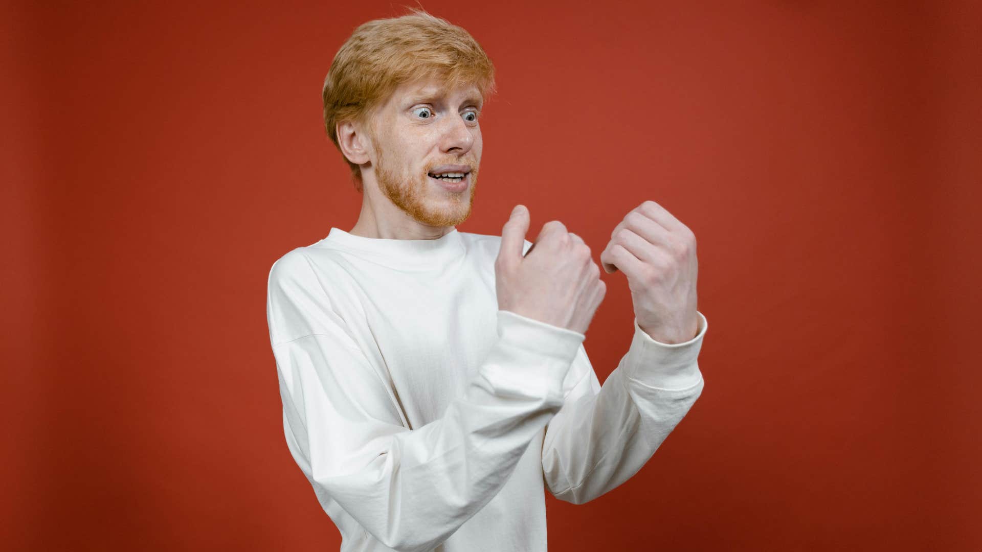 man panicking over small stuff