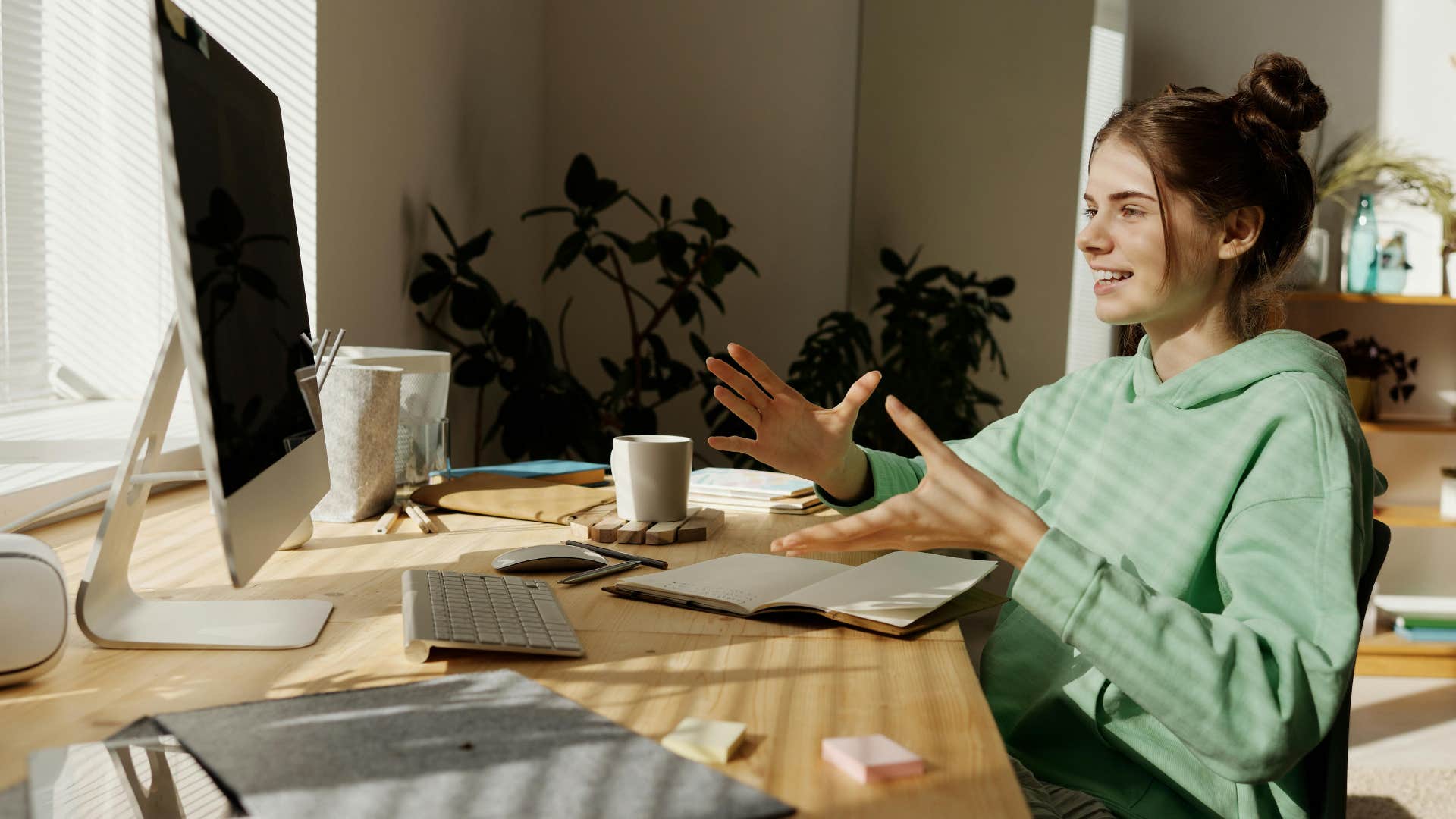 passionate woman at work