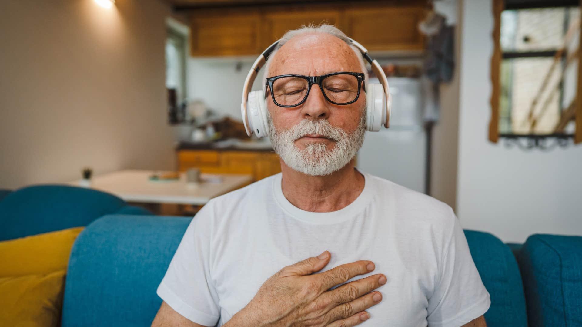 emotionally regulated man meditating