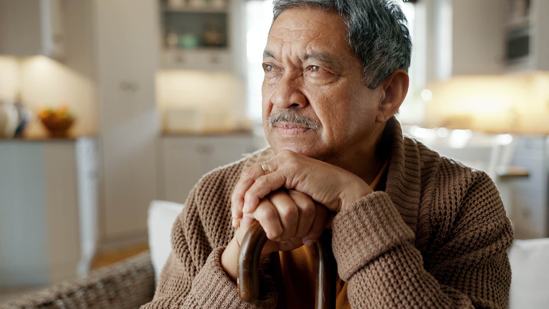 man who's driven by an internal monologue sitting at home