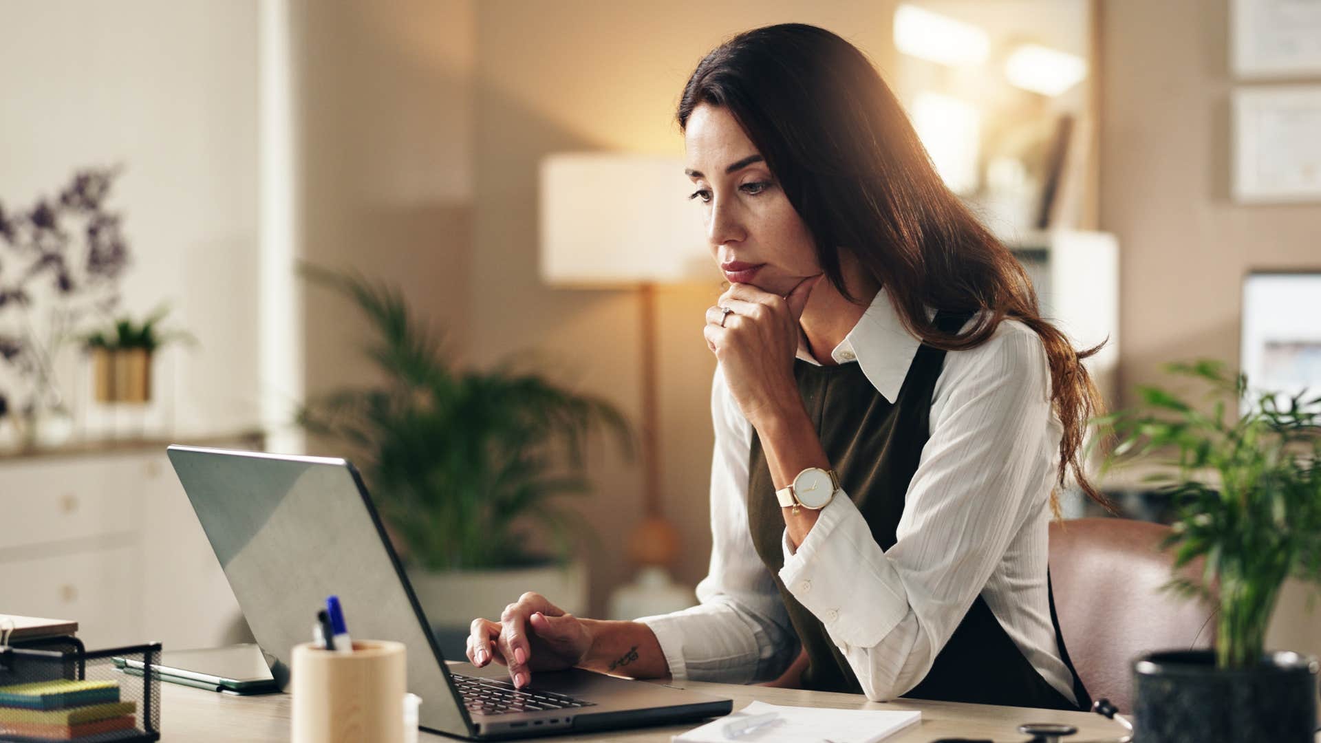 woman working on laptop