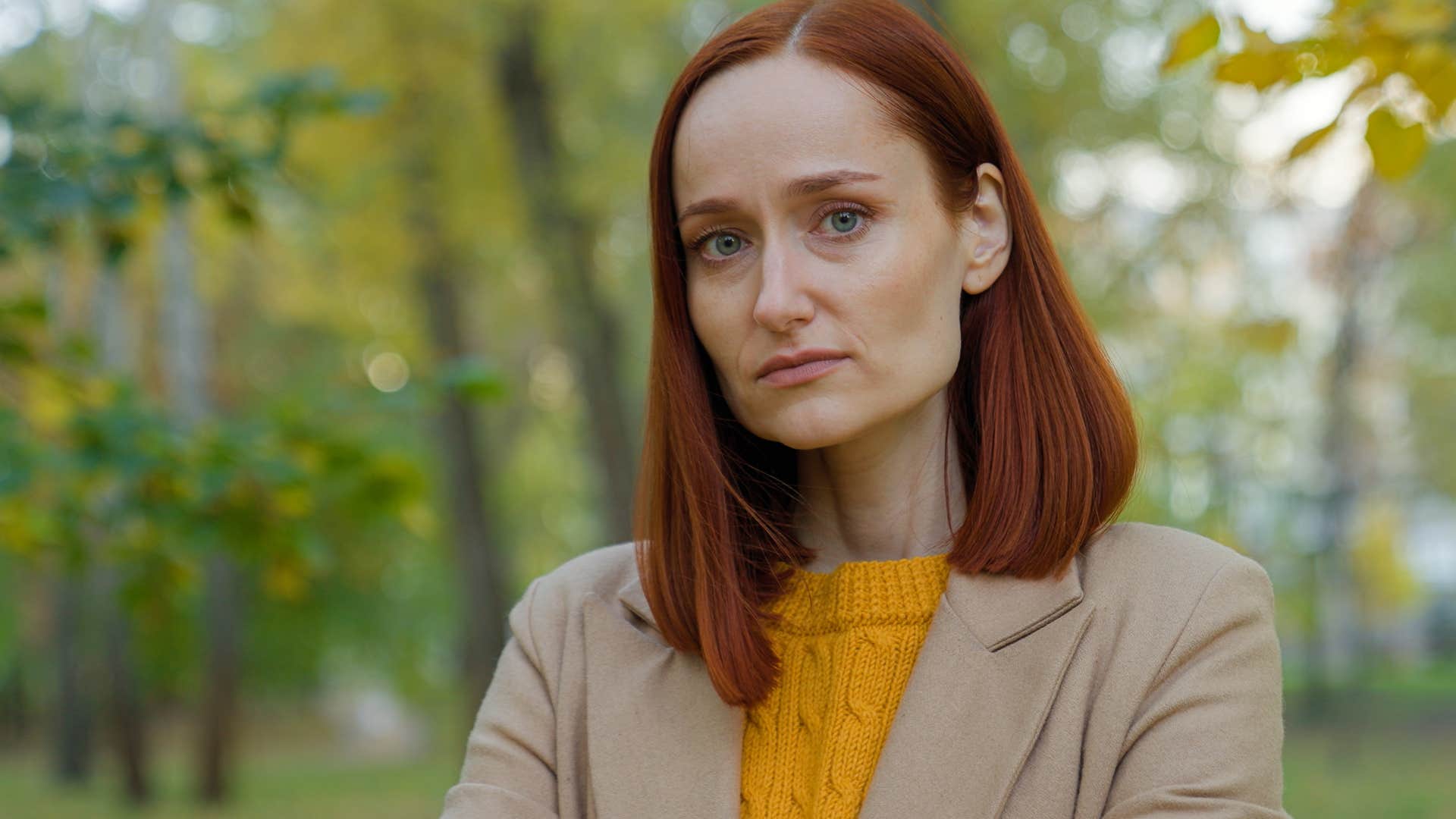 serious woman who prefers not to deal with conflict