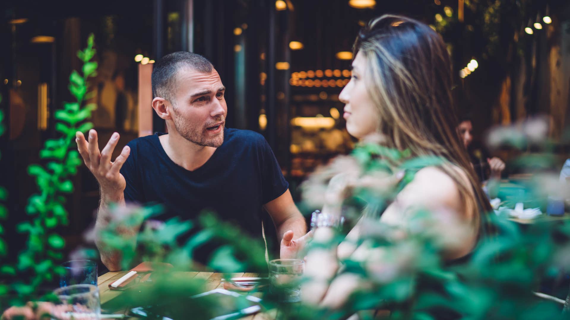 couple having argument in cafe