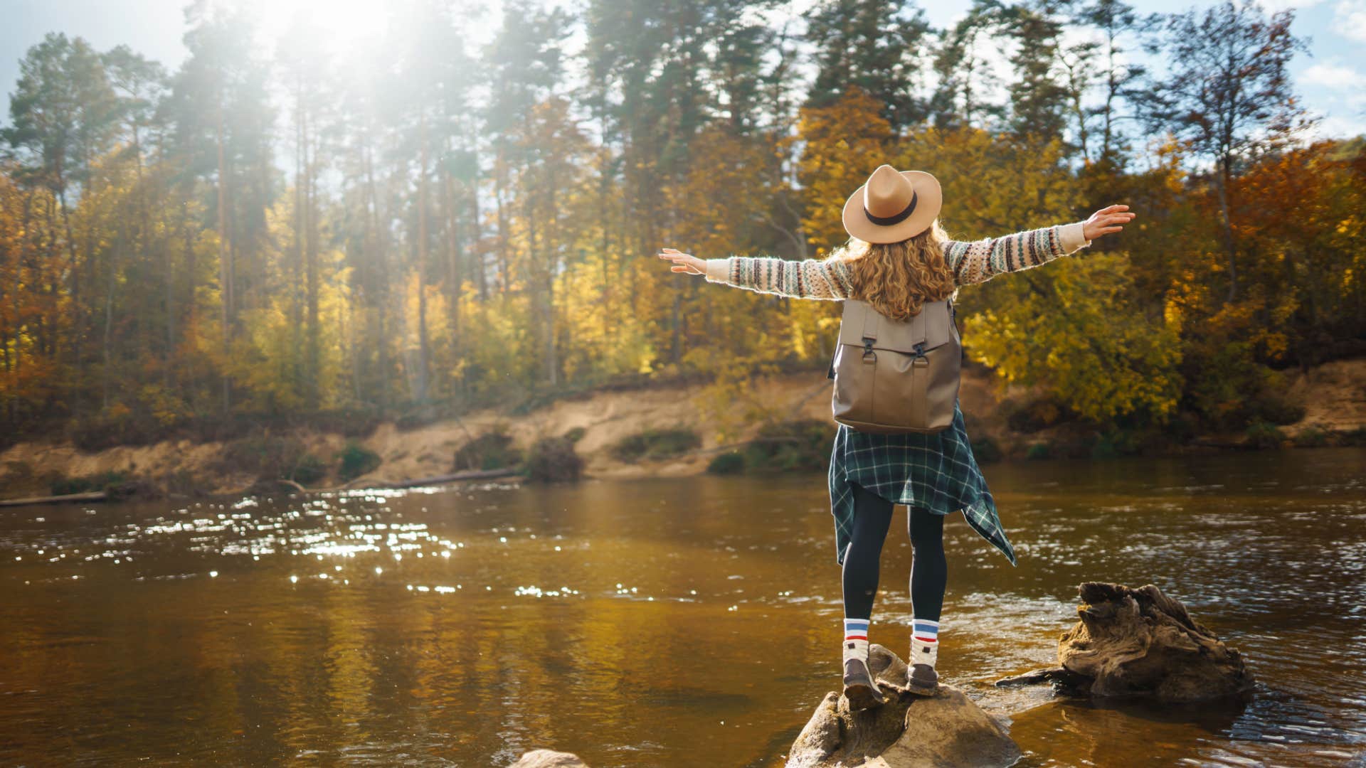 person going on a nature walk as a hobby