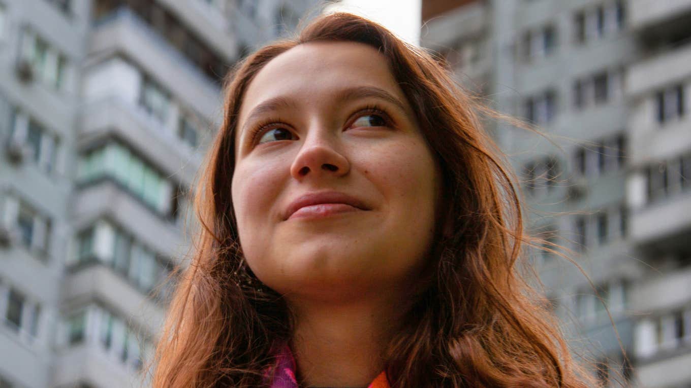 Confident gen-z daughter.