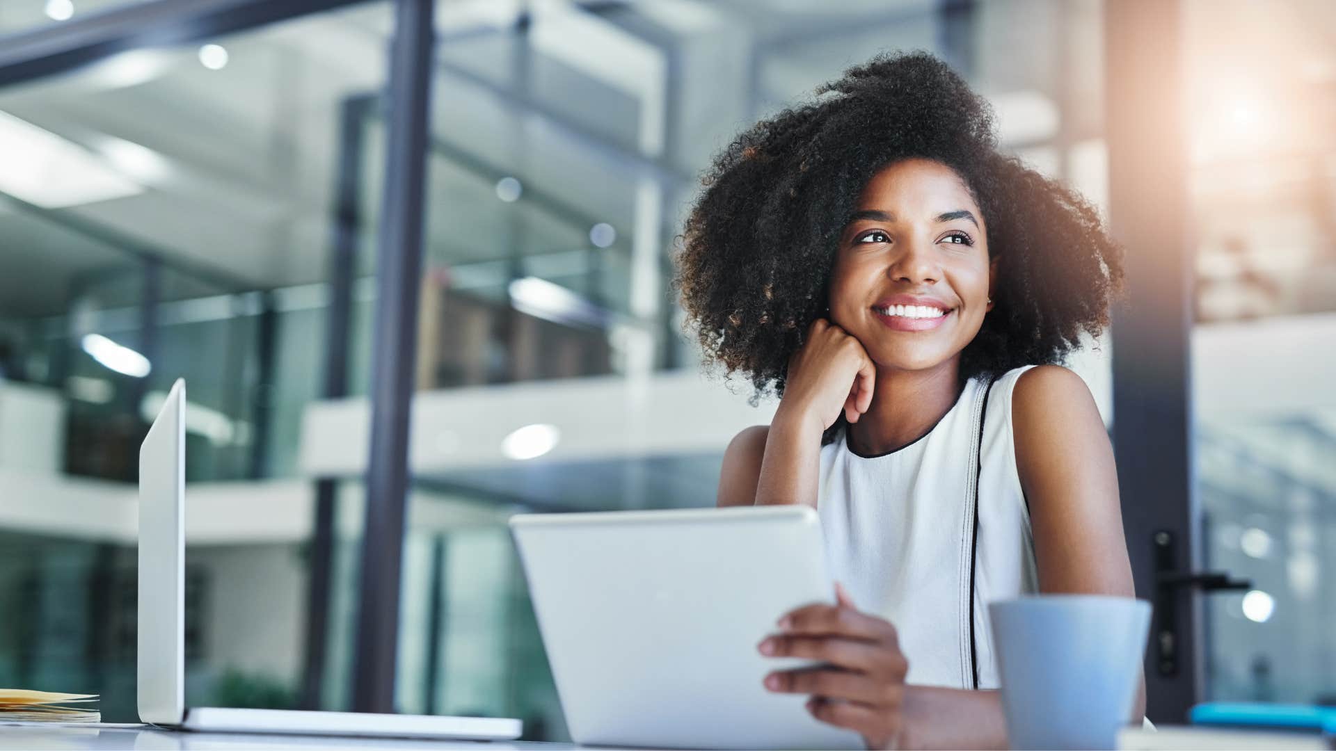 woman who is naturally promotable as she practices being present