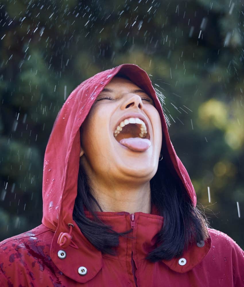 High achiever acknowledges the blessing of rain