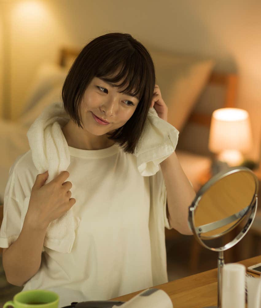 Graceful person practices self-care 