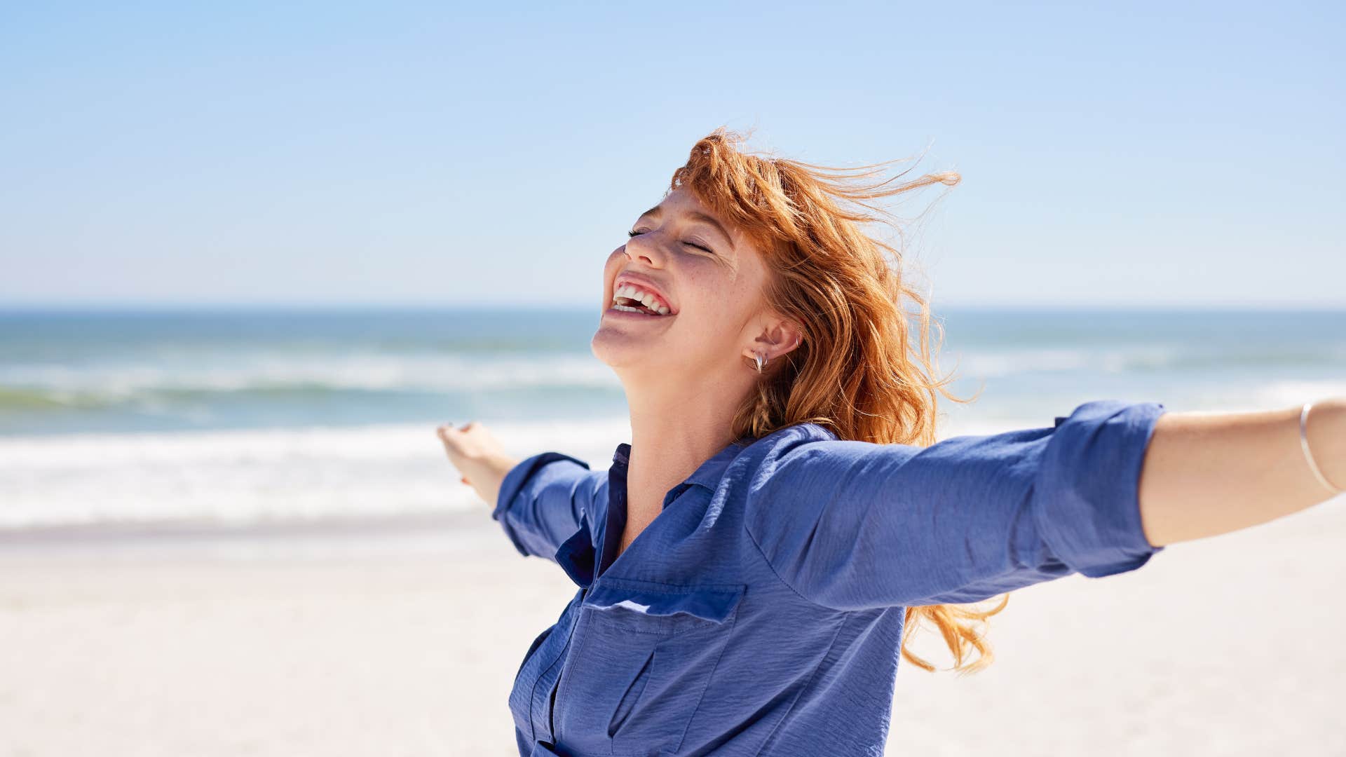 woman who is genuinely satisfied with her life as she stops struggling