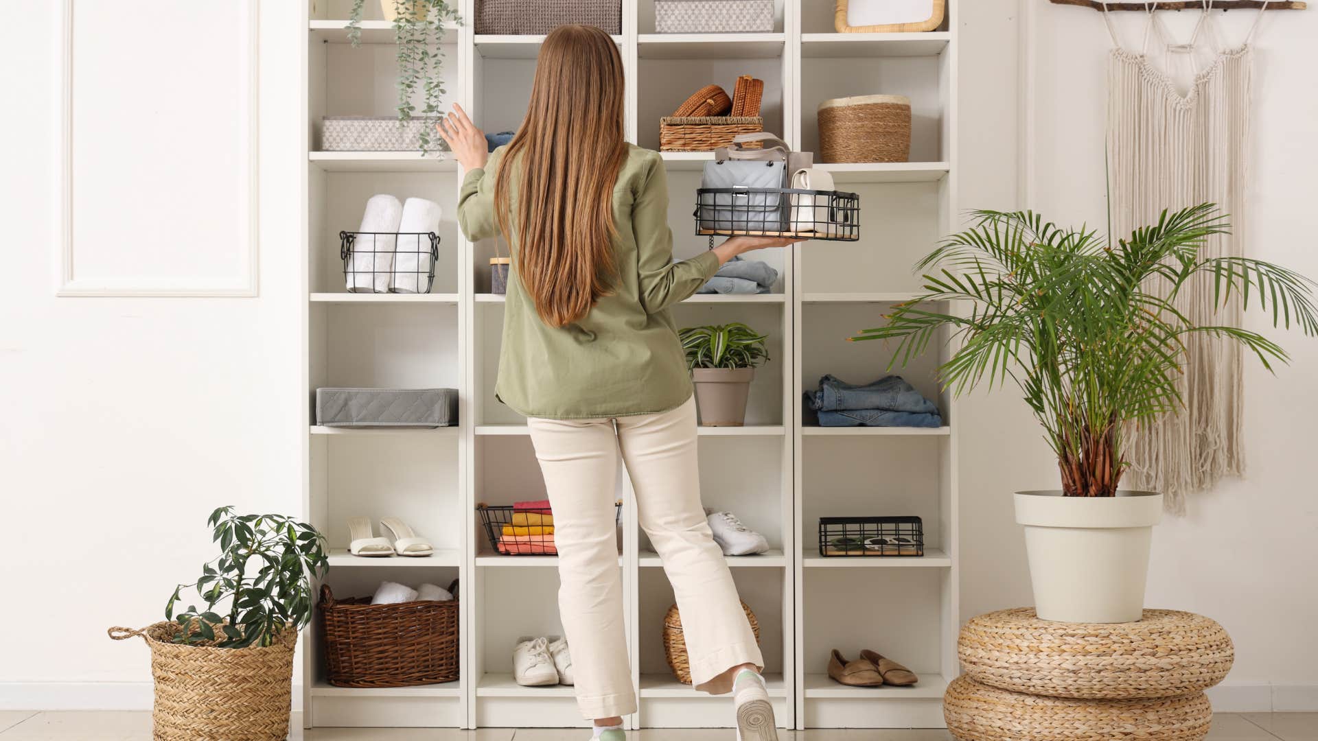 woman who is naturally a minimalist as she creates a no clutter zone