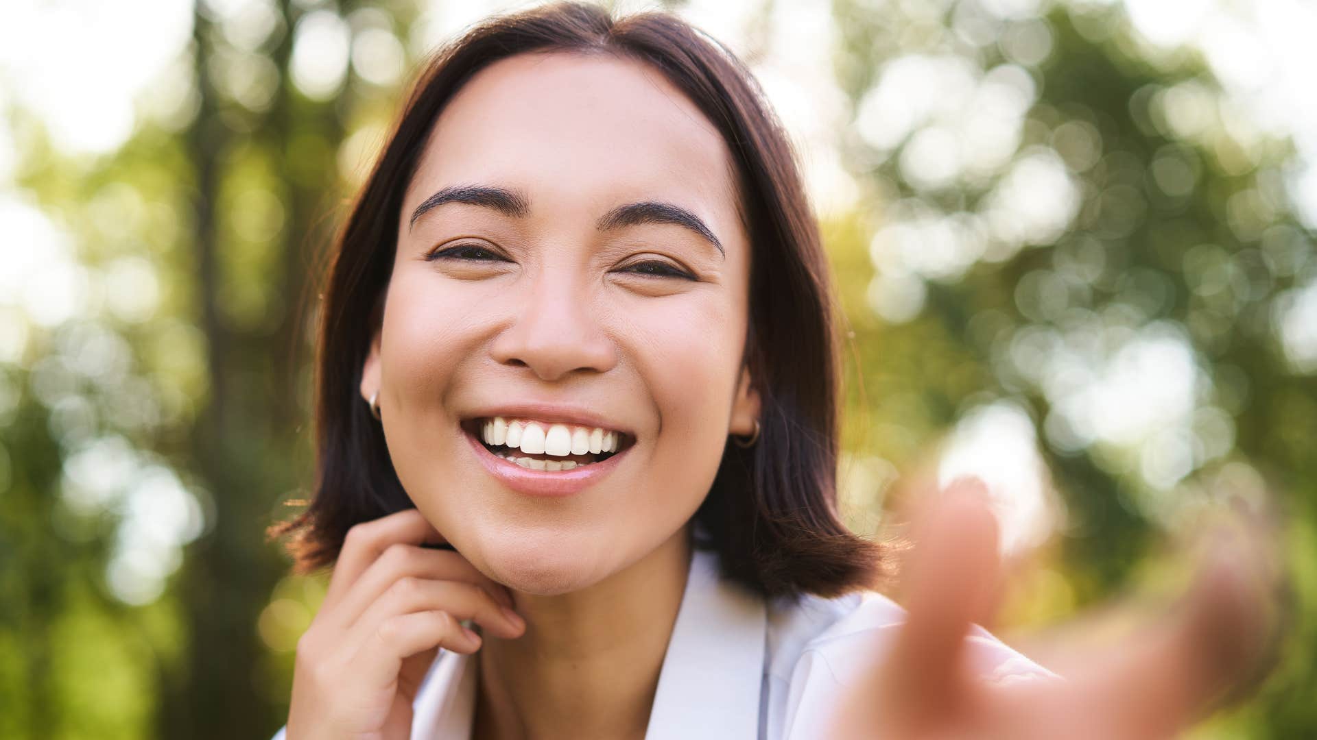 woman who isn't miserable as she looks for doors and opens them