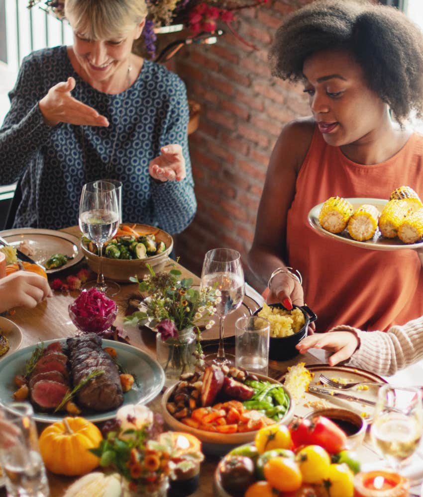 People are accepting of each other for holiday dinner