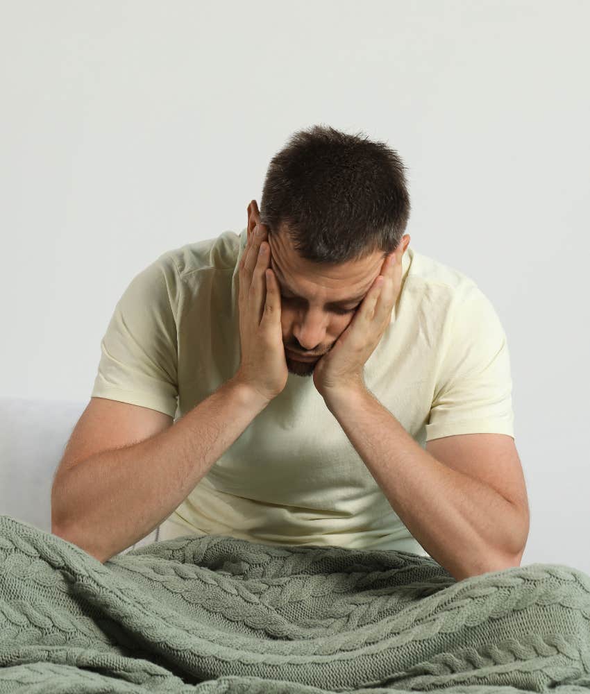 sleep deprived man tired in the morning