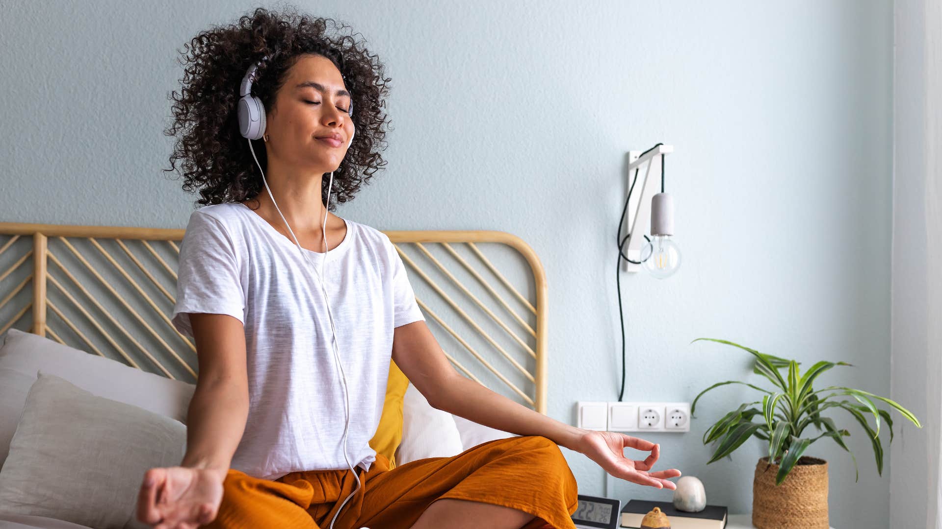 Person focuses on breath to calm anxiety