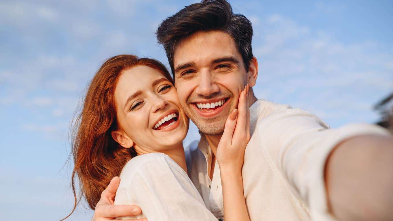 soulmates smiling taking selfie together