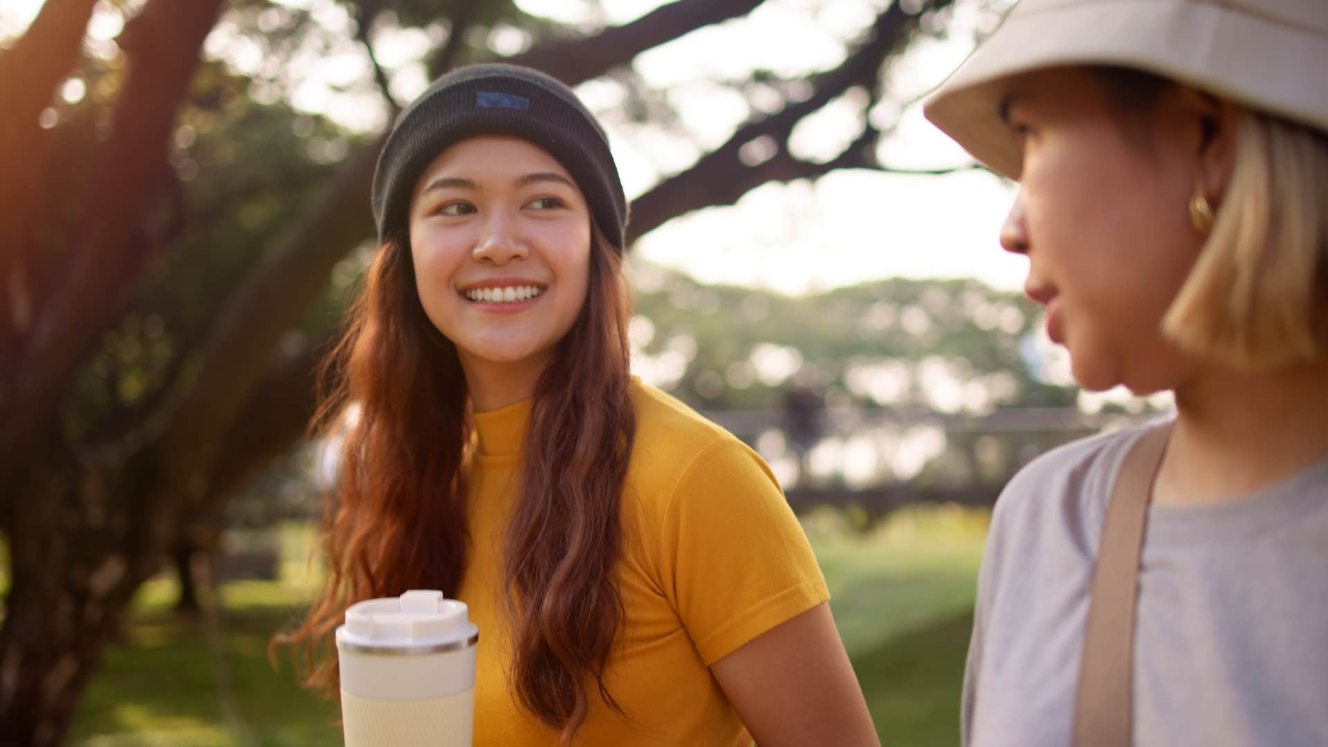 women lacking spacial awareness in public walking