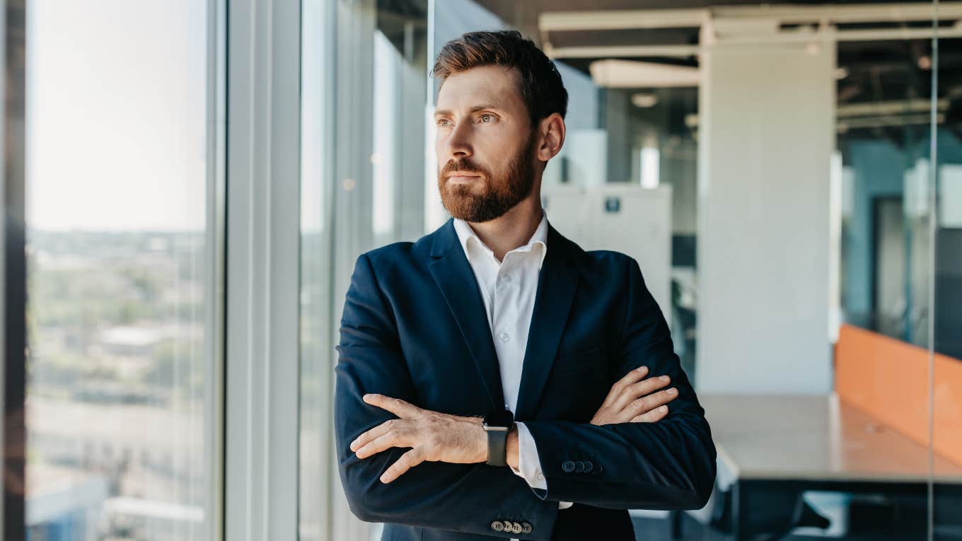 serious businessman considering his professional identity