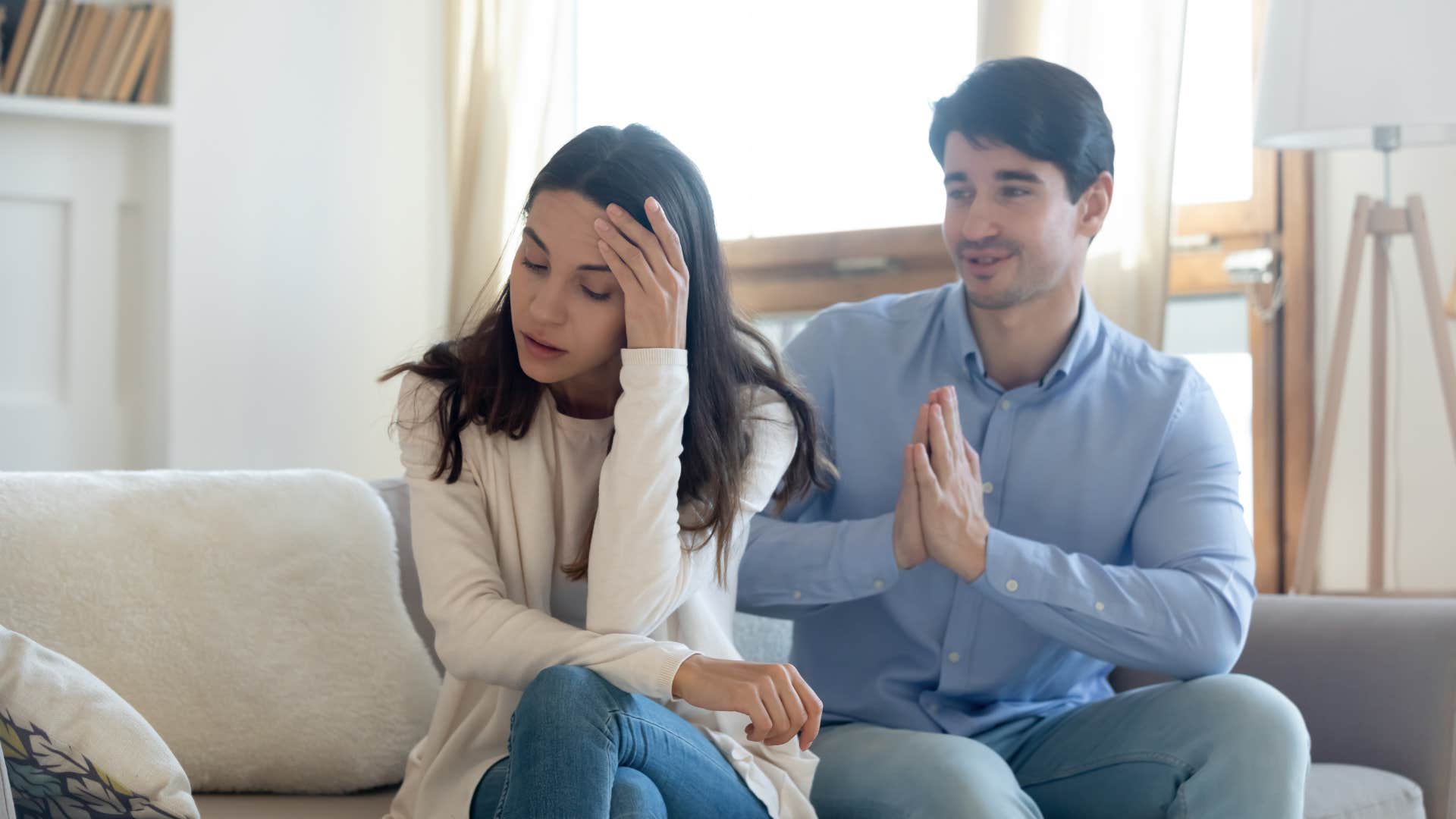 manipulative man using conflict avoidance on his partner