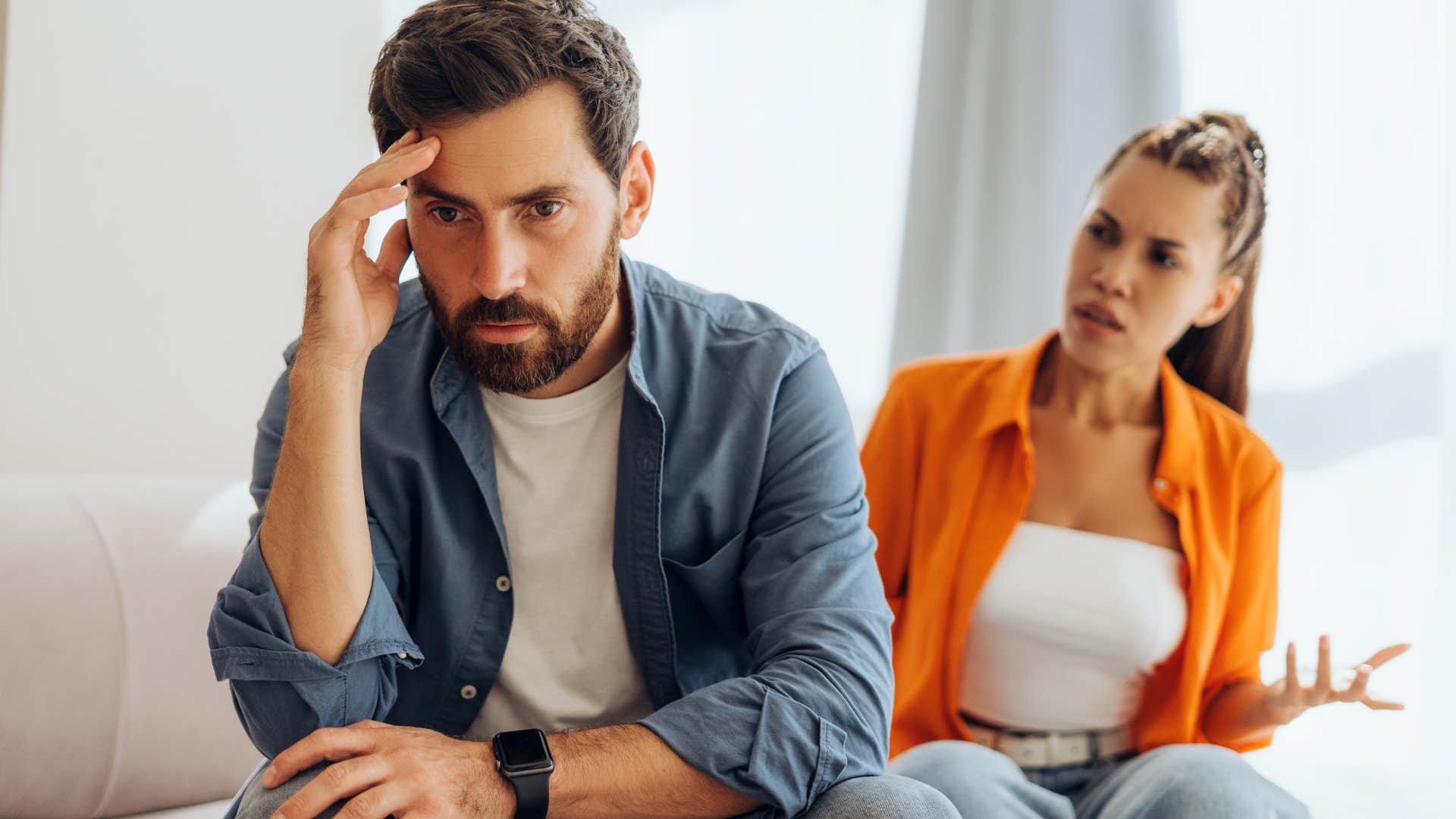 woman guilt-tripping partner using his feelings against him
