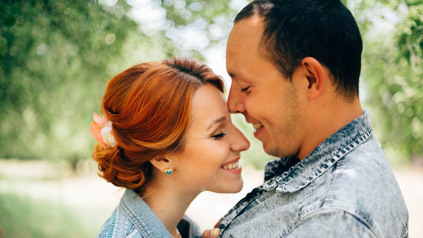 happy and in love couple embracing