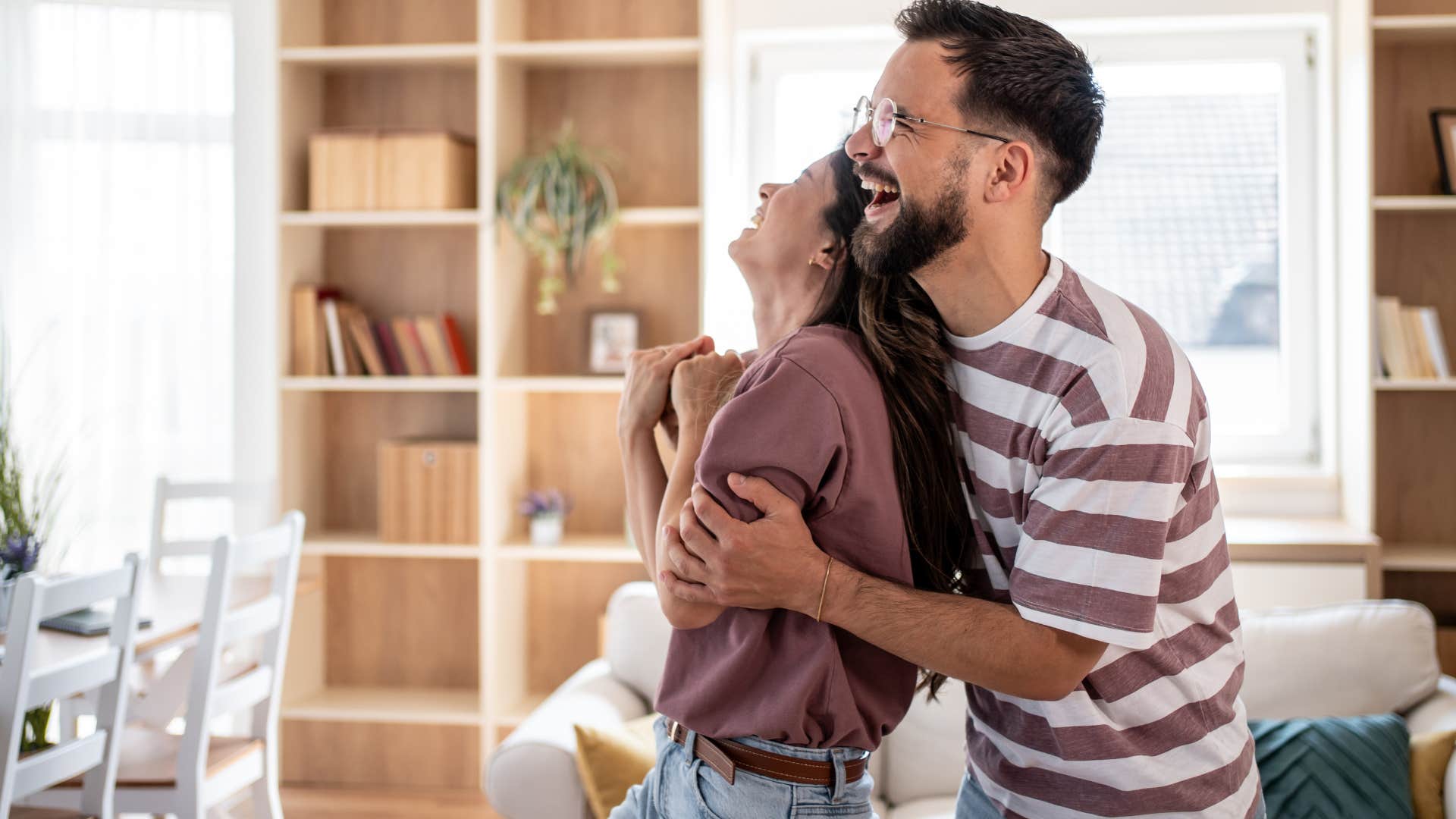 couple having exciting moment together at home